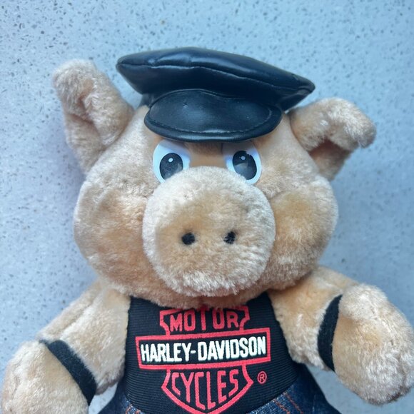 Harley-Davidson Plush Hog Pig Toy Wearing Leather Cap - Picture 10 of 12